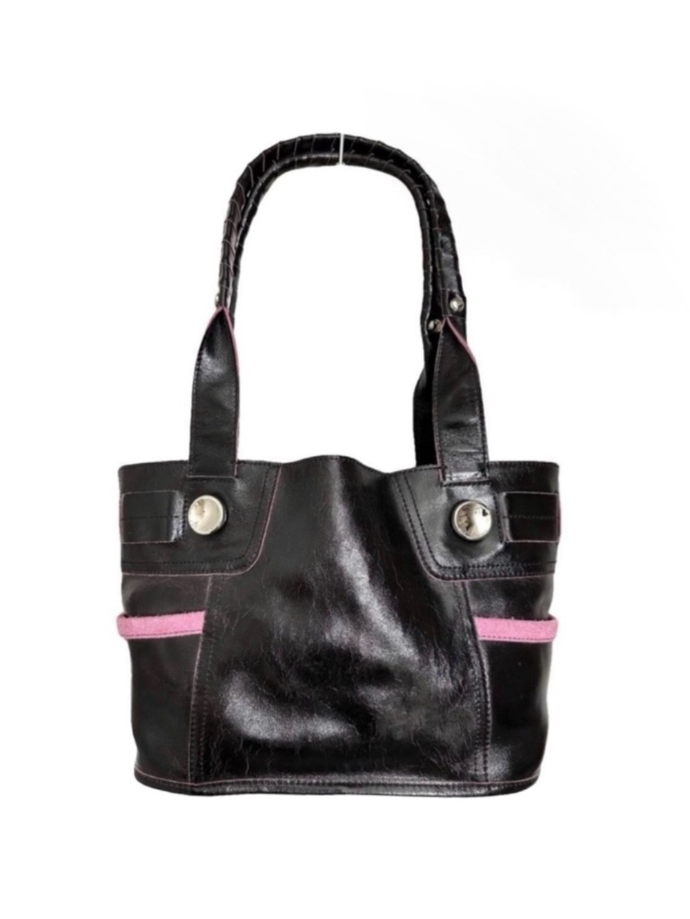 B. Makowsky NEW Med Burbank Crackled Distressed Textured Lites Patent Leather